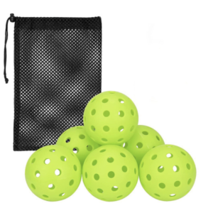 40孔注塑匹克球專業訓練球 - 熒光綠(6個裝) | 準機鑽孔技術 | 74mm標準尺寸 | 高可見度顏色 | 強彈性材質